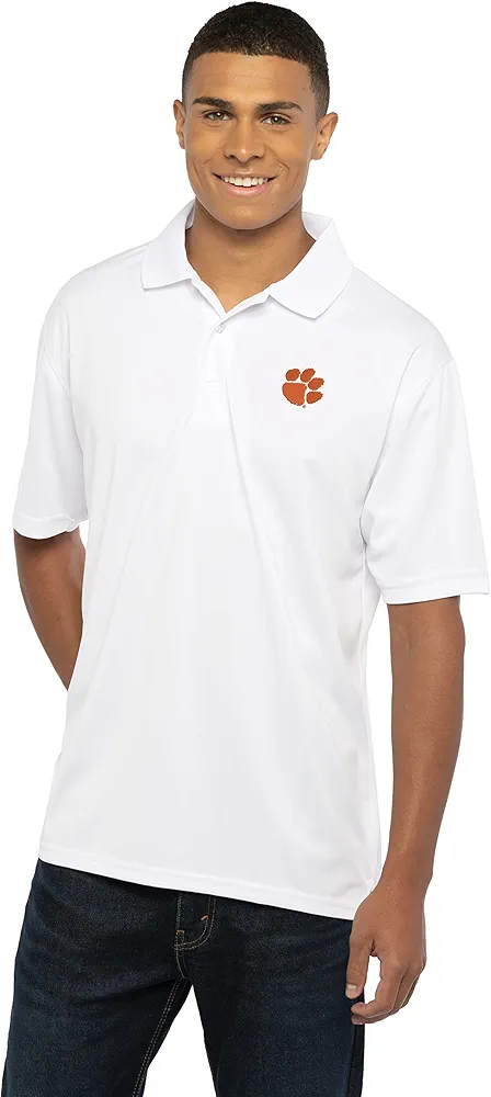 Men's Collegiate Premium Moisture Wicking White Icon Polo