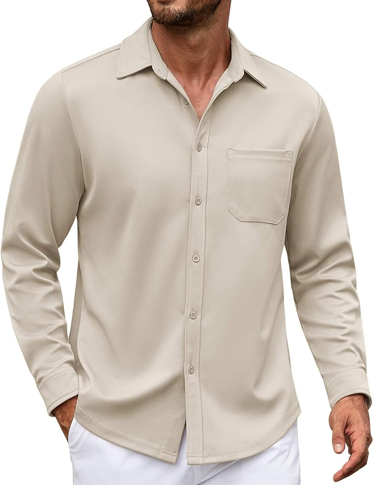 COOFANDY Mens Long Sleeve Casual Button Down Shirt Wrinkle Free Untucked Dress Shirts