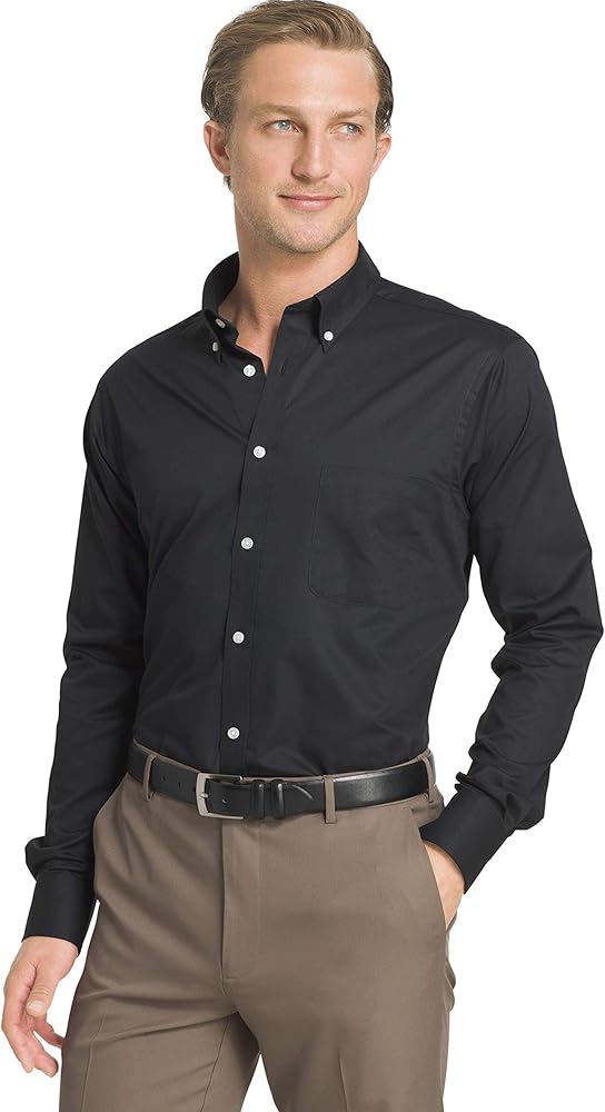 IZOD Men's Dress Shirt Regular Fit Stretch Solid Button Down Collar