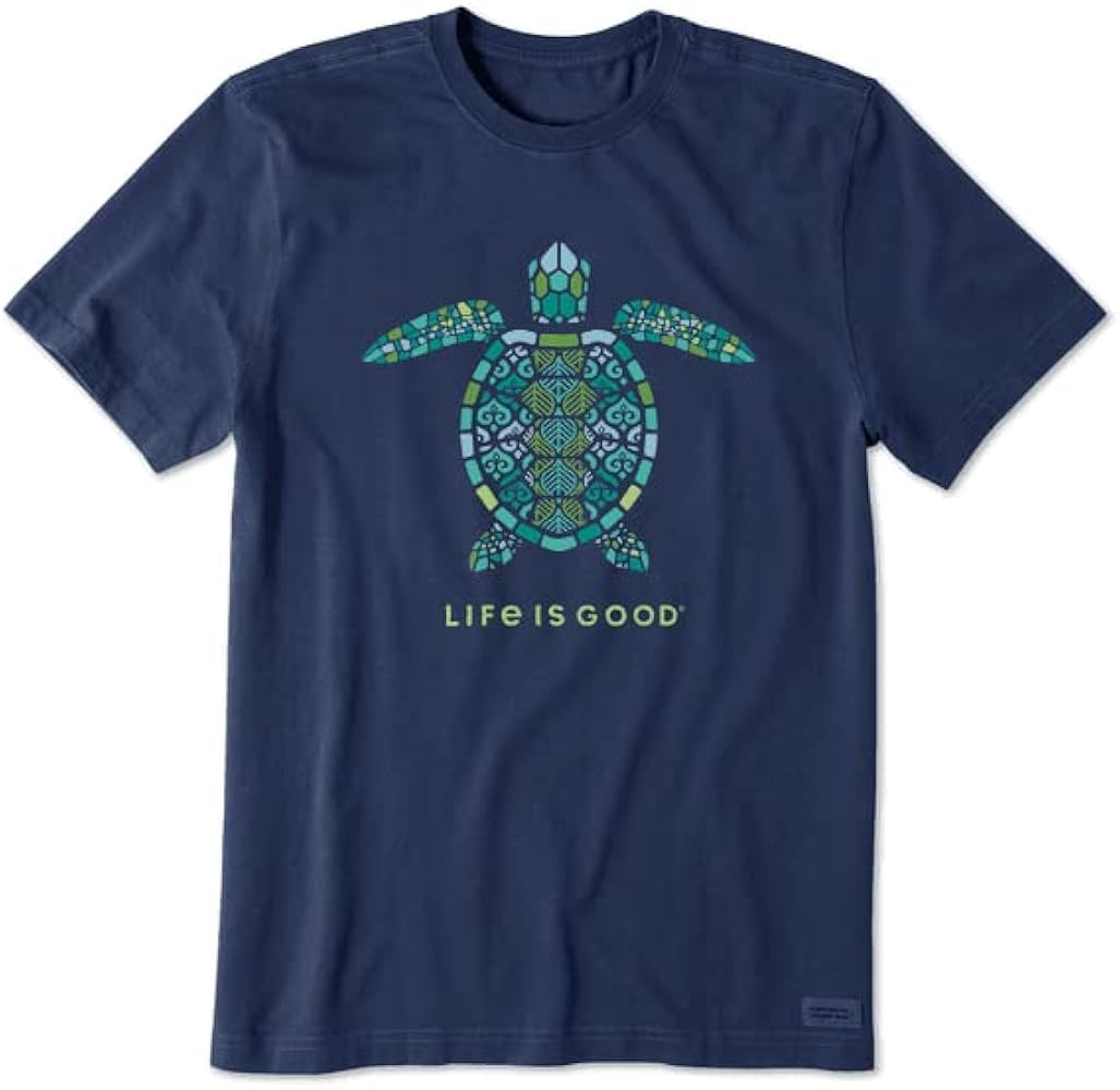 Life is Good Men's Mandala Turtle Short Sleeve Crusher-LITE Tee (XX-Large, Darkest Blue)