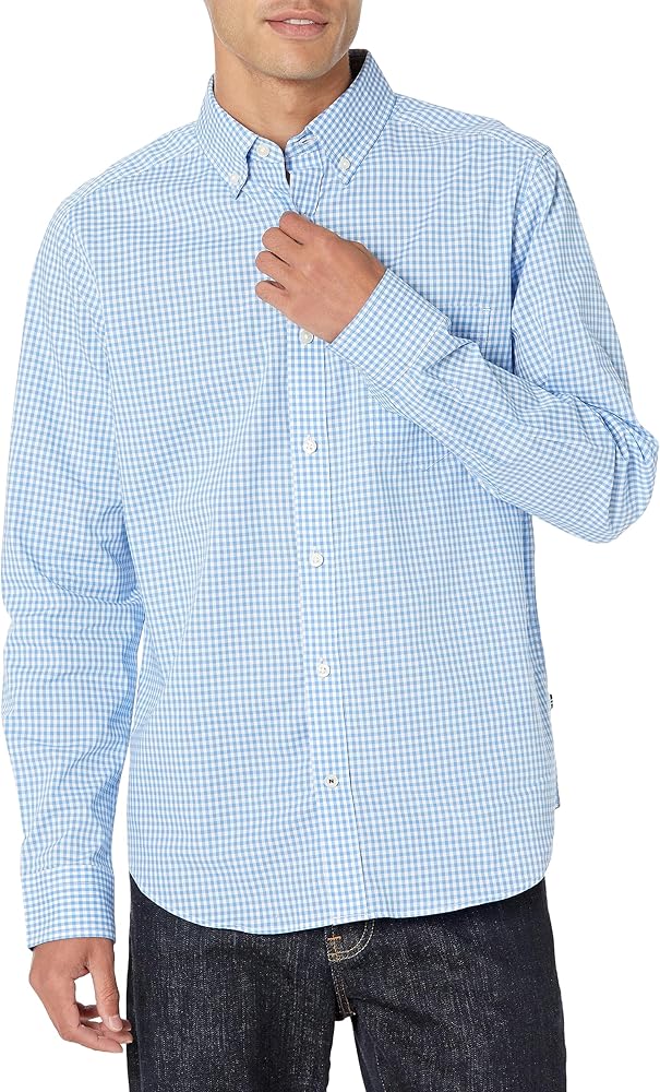 Nautica Men's Classic Fit Gingham Stretch Cotton Shirt