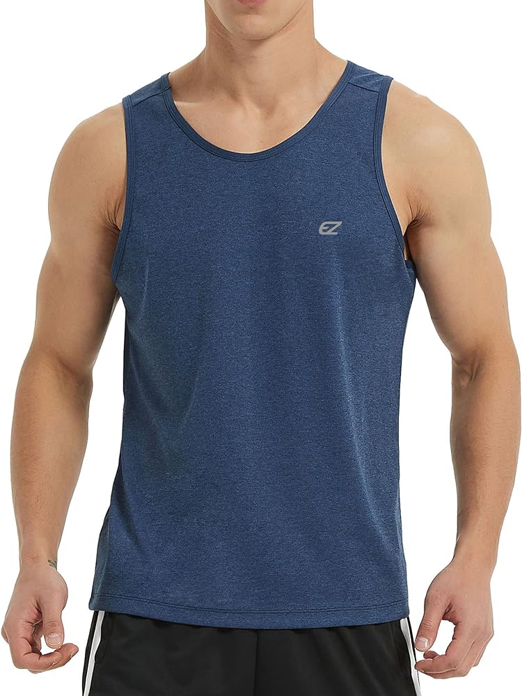 EZRUN Men's Tank Tops Quick Dry Workout Swim Beach Shirts Sleeveless Shirts for Bodybuilding Gym Fitness Training