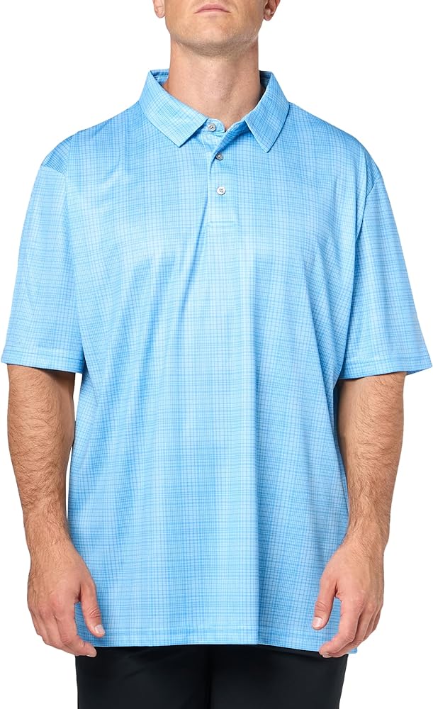 PGA TOUR Men's Printed Plaid Short Sleeve Golf Polo Shirt