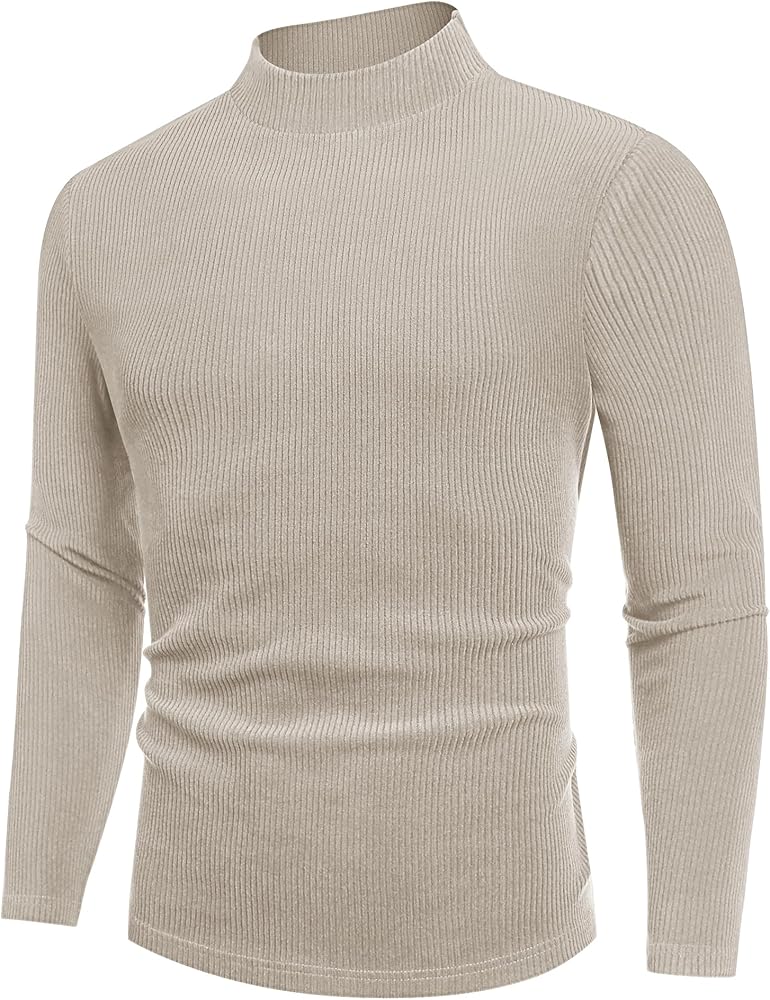 COOFANDY Men's Mock Turtleneck Sweater Long Sleeve Half Neck Pullover Thermal Casual Ribbed High Neck Pullover Sweater