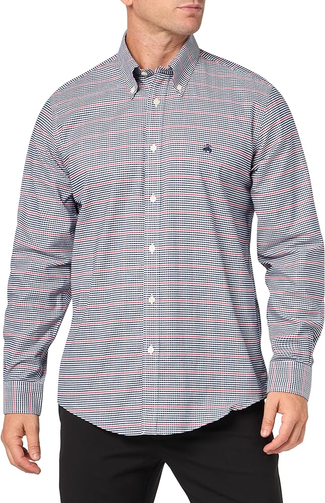 Brooks Brothers Men's Non-iron Stretch Oxford Long Sleeve Check Sport Shirt