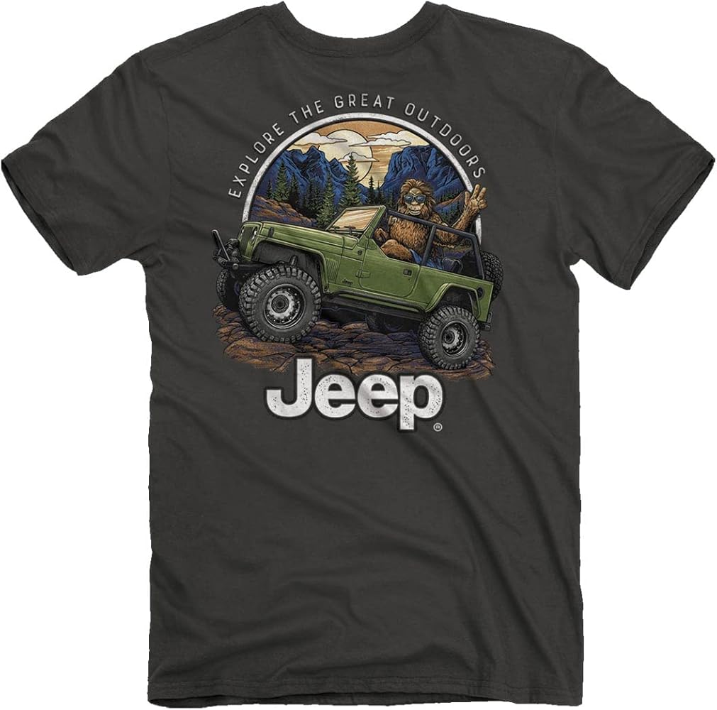 Jeep Sasquatch Short Sleeve T-Shirt, Gray | Sasquatch, Wrangler Unlimited LJ Design | 100% Ringspun Cotton, Smoke