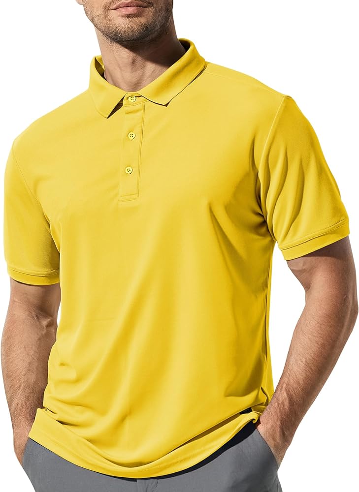 MIER Polo Shirts for Men Short Sleeve Quick Dry Polyester Collared Shirts Casual Golf Shirts, Moisture-Wicking