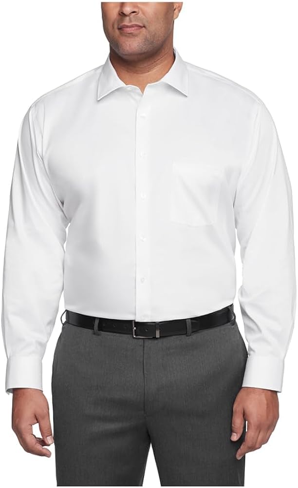 Van Heusen Men's Big FIT Dress Shirt Ultra Wrinkle Free Flex Collar Stretch (Big and Tall)