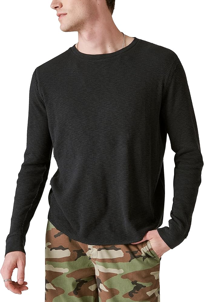 Lucky Brand Mens Garment Dye Thermal Crew Tshirt