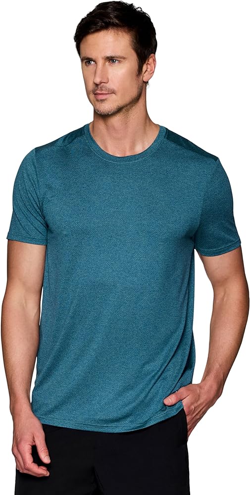 RBX Active Men's Athletic Fit Workout Tee, Short Sleeve Moisture Wicking Quick Drying Crewneck Training Shirt