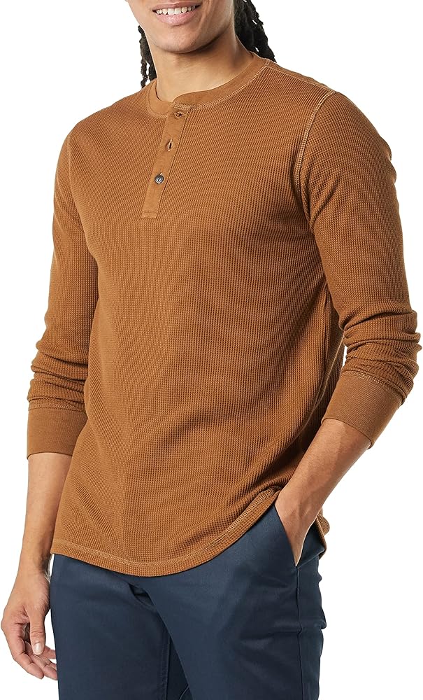 Amazon Essentials Men's Regular-Fit Long-Sleeve Waffle Henley Shirt