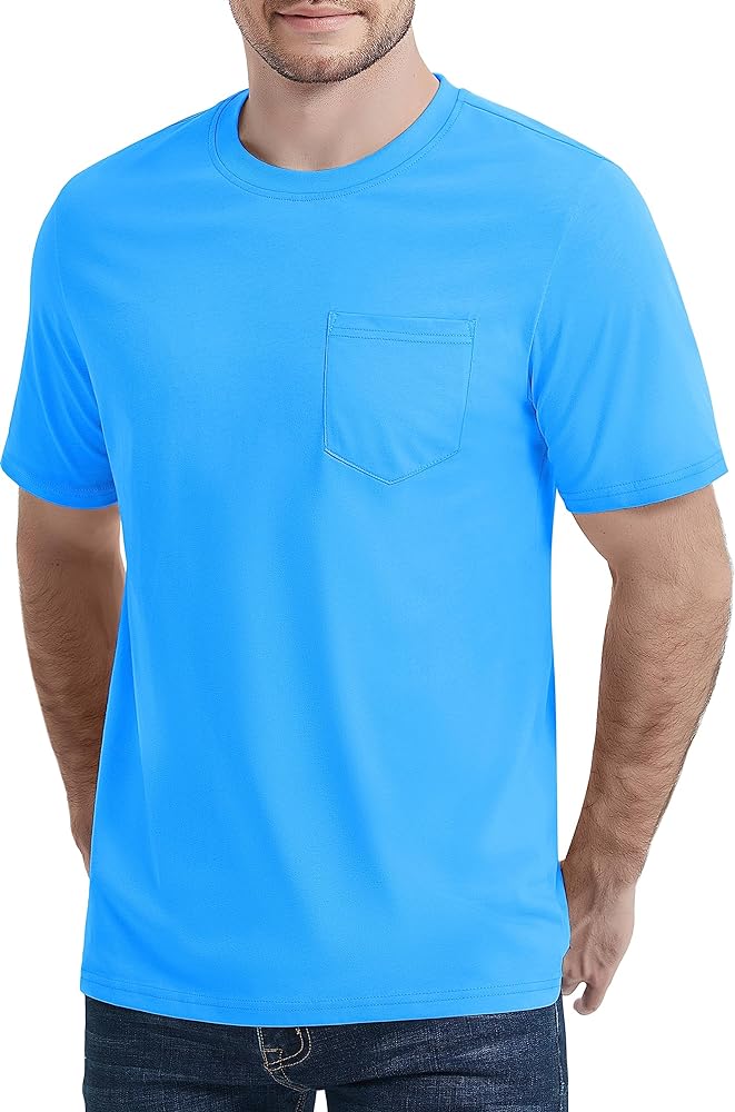 MAGCOMSEN Men's Pocket Tee Shirts Crew Neck Short Sleeve Shirt Cotton Lightweight Soft Tshirt Relaxed Fit Summer Tops