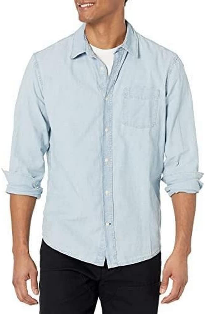 GAP Men's Long Sleeve Chambray Woven Button-down Shirt