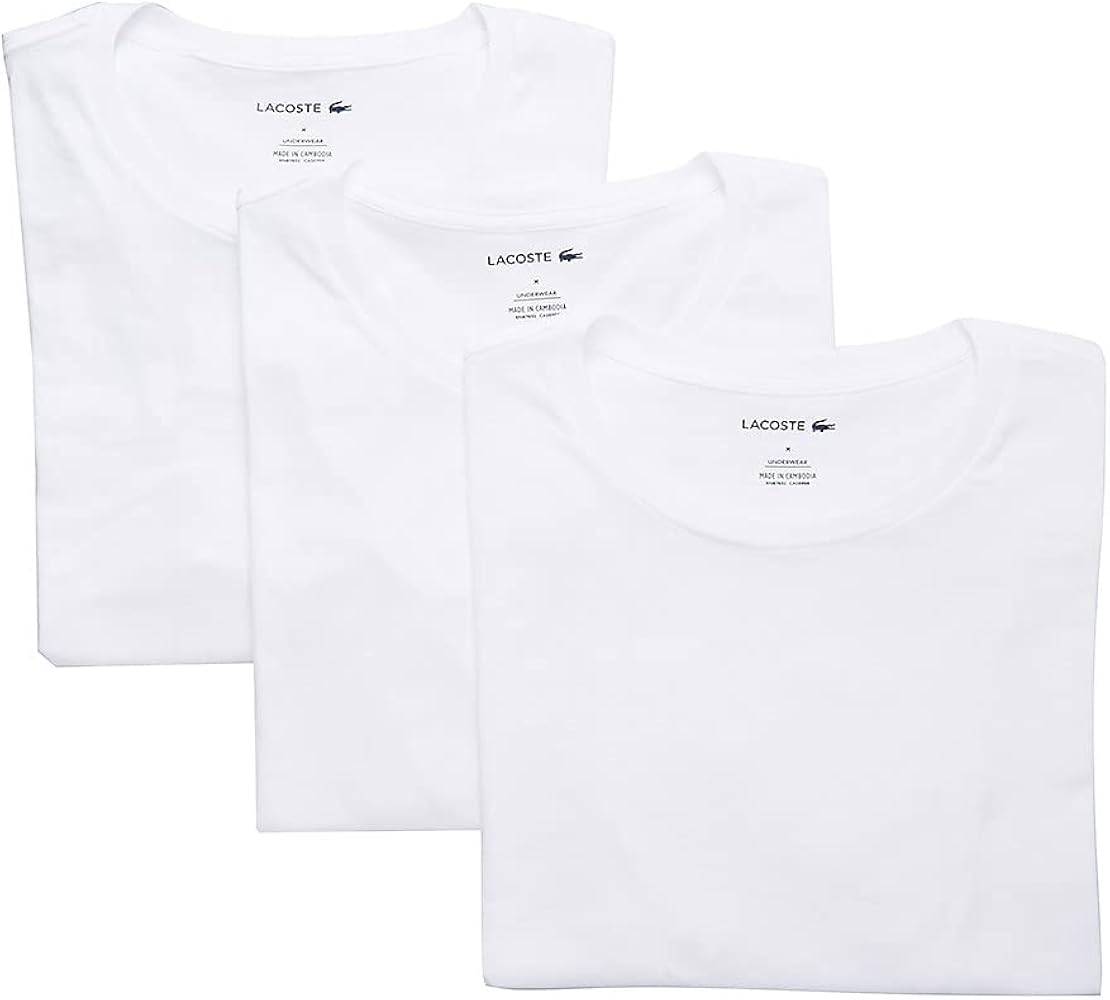 Lacoste Men's Essentials 3 Pack 100% Cotton Slim Fit Crewneck T-shirts