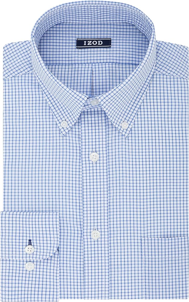 IZOD Men's Regular Fit Stretch Check Buttondown Collar Dress Shirt