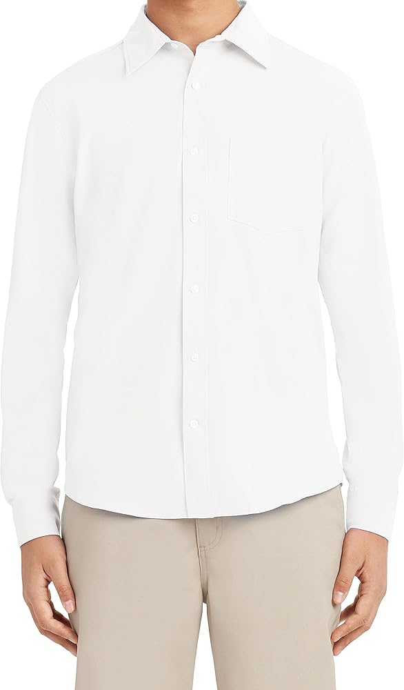 Nautica Young Men's Uniform Long Sleeve Stretch Oxford Shirt