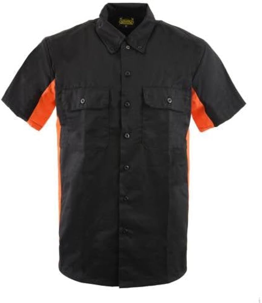 mens Mdm11676 Men’s Black and Orange Short Sleeve Mechanic Shirt