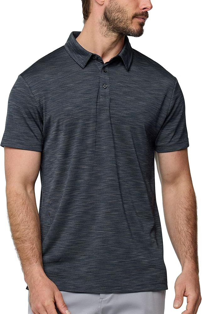 INTO THE AM Performance Dri Fit Polo Shirts for Men S-4XL - Quick Dry Moisture Wicking Athletic Sport Collar Work Shirts