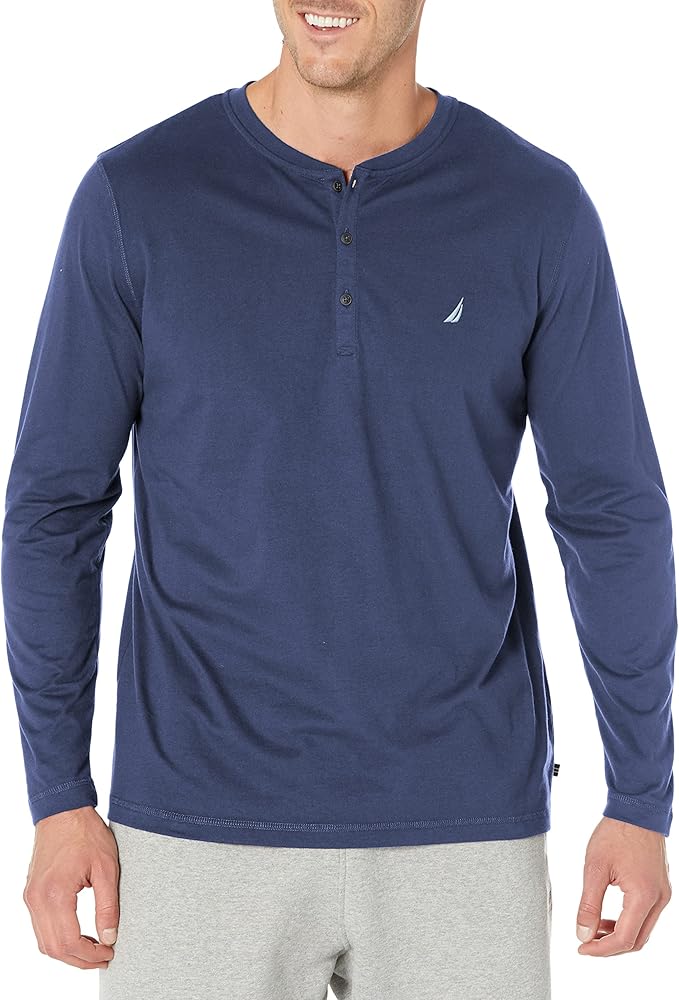 Nautica Men's Long Sleeve Henley Pajama Top