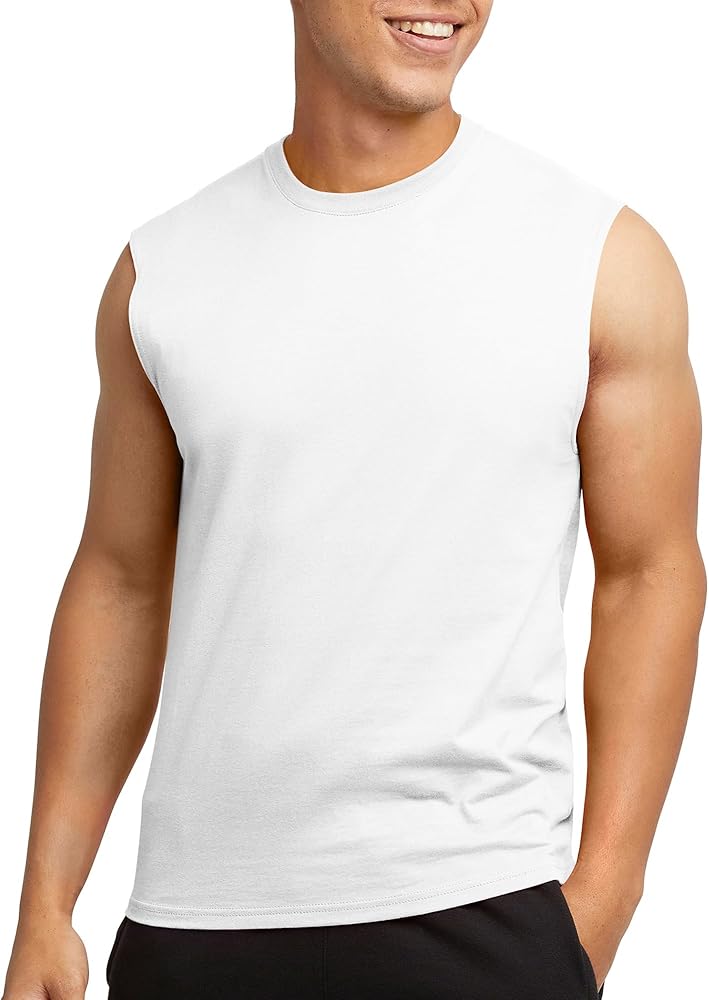 Hanes Originals Cotton T-Shirt, Muscle Tank for Men, Lightweight Sleeveless Tee