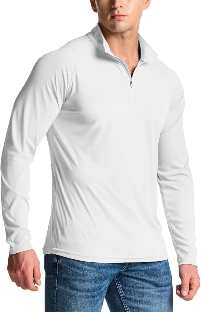 TSLA Men's 1/4 Zip Pullover Long Sleeve Shirt, Quick Dry Performance Running Top, Athletic Quarter Zip T-Shirt