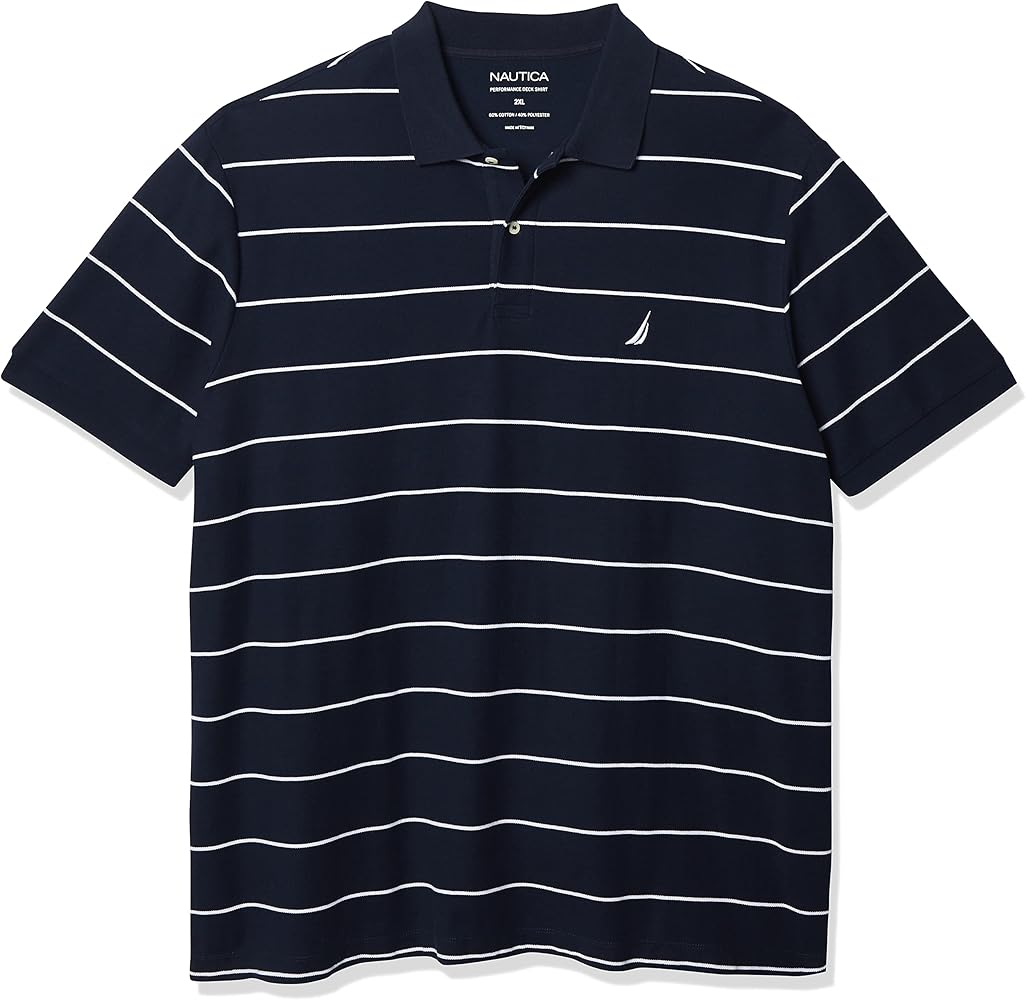 Nautica Men's Big and Tall Classic Short Sleeve Striped Polo Shirt