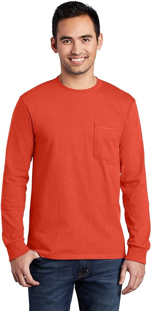 Port & Company Men's Long Sleeve Essential T Shirt with Pocket