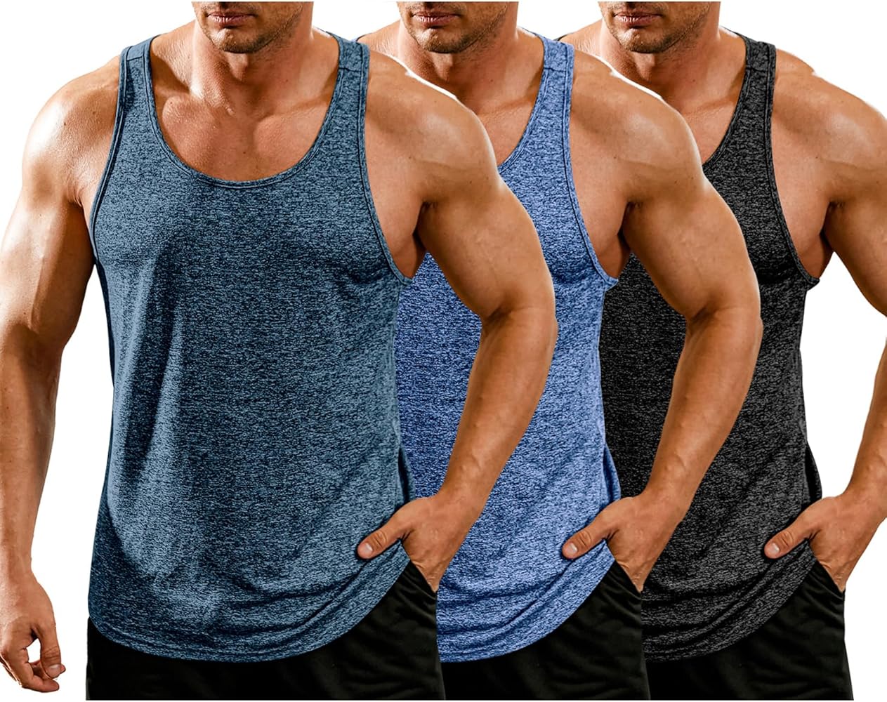 COOFANDY Men's 3 Pack Gym Tank Tops Y-Back Workout Muscle Tee Training Bodybuilding Fitness Sleeveless T Shirts