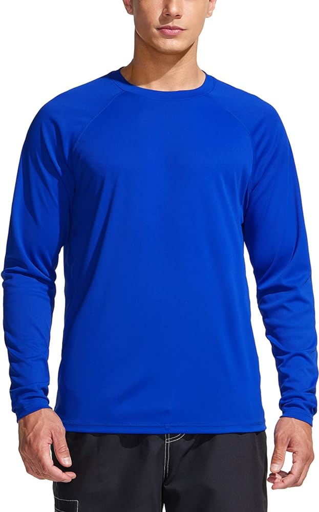 TSLA Men's Rashguard Swim Shirts, UPF 50+ Loose-Fit Long Sleeve Shirts, Cool Running Workout SPF/UV Sun Shirts