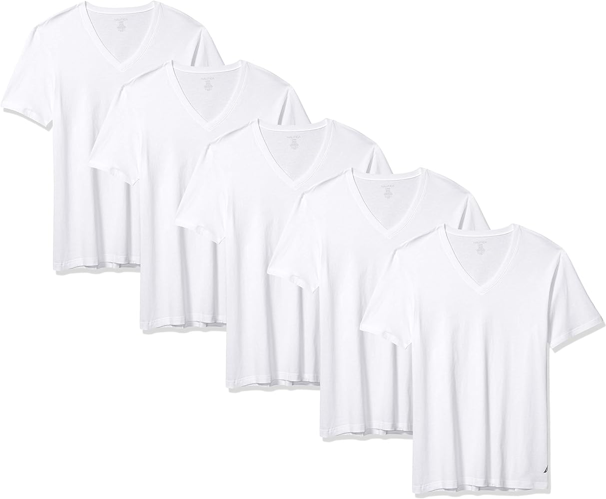 Nautica Men's Cotton V-Neck T-Shirt-Multipack