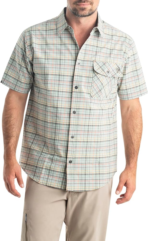 Legendary Whitetails Men's Textured Stretch Woven Plaid Short Sleeve Shirt