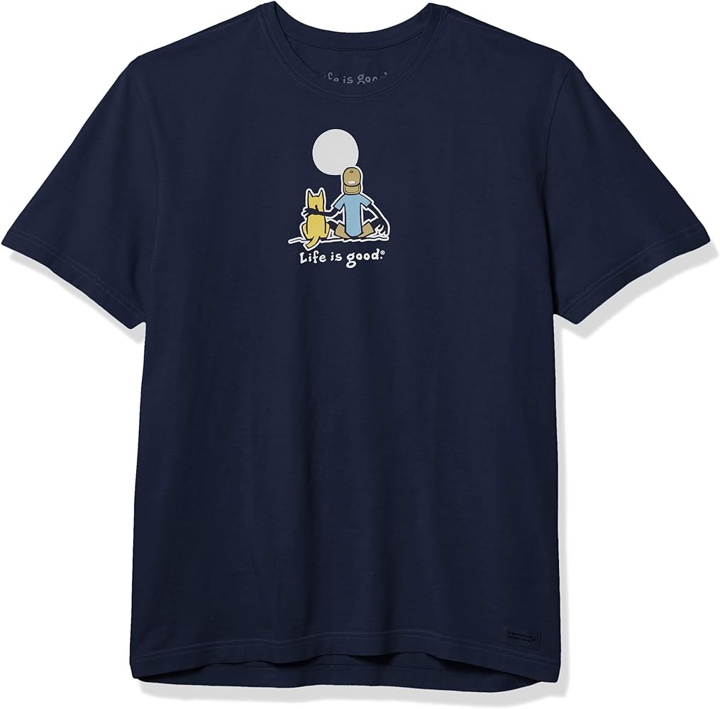 Life is Good Men's Jake and Rocket Moon Cotton Tee, Crewneck, Short Sleeve Graphic T-Shir, Darkest Blue, X-Large