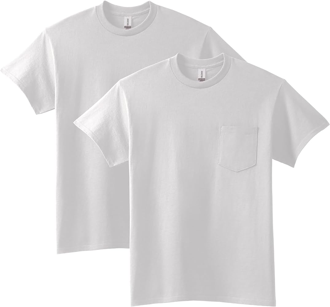 Gildan Unisex-Adult Ultra Cotton T-Shirt With Pocket, Style G2300, 2-Pack