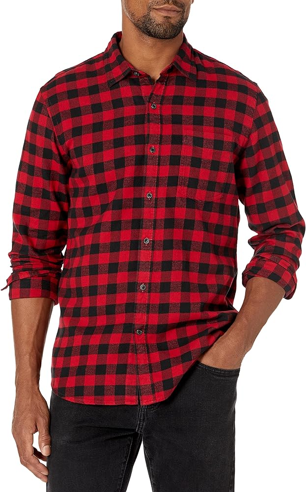 Amazon Essentials Men's Slim-Fit Long-Sleeve Plaid Flannel Shirt (Limited Edition Colors)