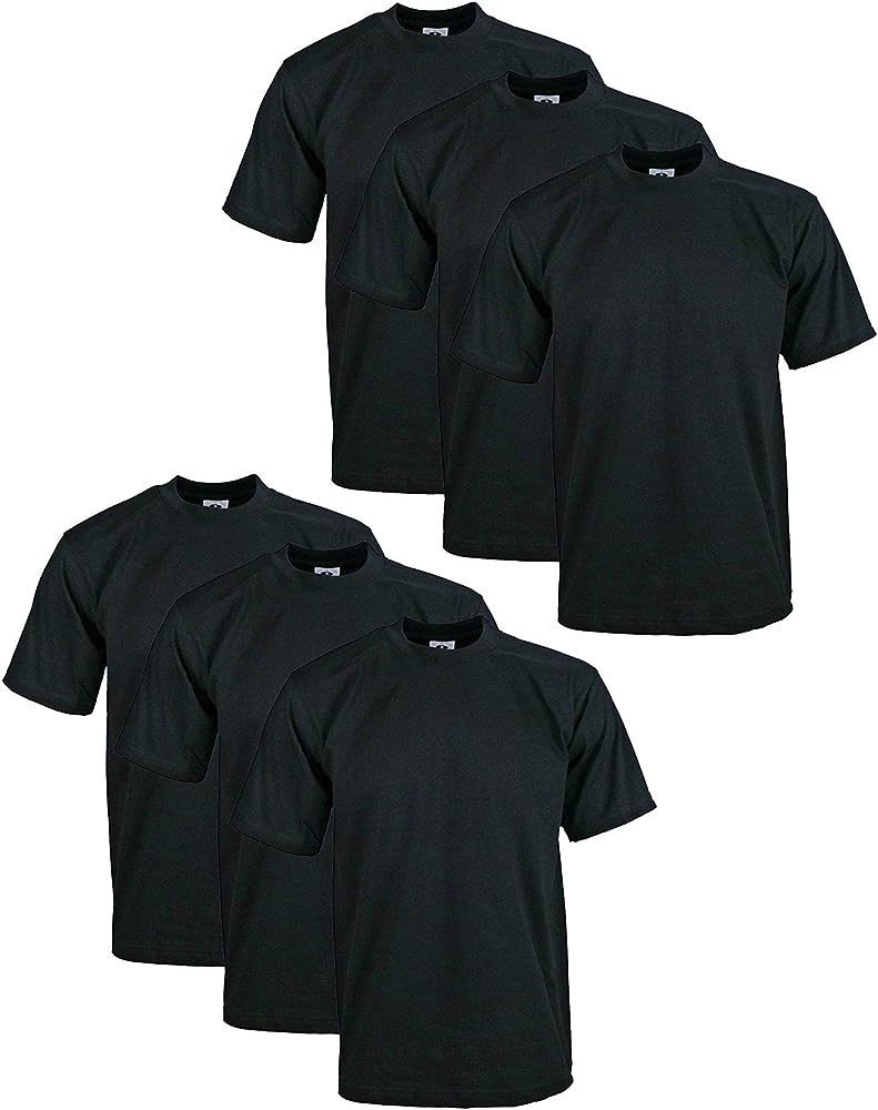 Pro Club Men's 6-Pack Heavyweight Cotton Short Sleeve Crew Neck T-Shirt