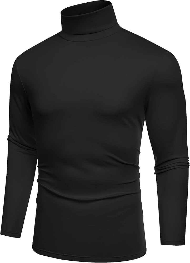 COOFANDY Men's Slim Fit Basic Turtleneck T-Shirt Long Sleeve Solid T Shirts Casual Knit Pullover Thermal Tops