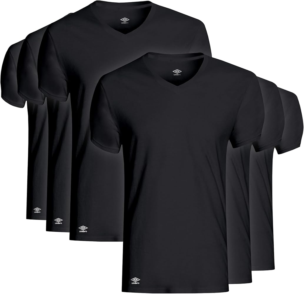 Umbro 6-Pack Men's Essential V-Neck Undershirts – Breathable, Tagless, Cotton Mens T Shirt – T Shirts for Men Pack