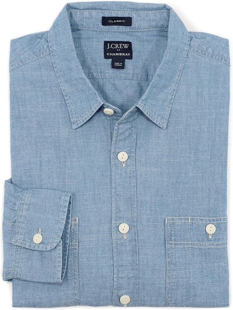 J.Crew Mercantile Men's Classic Fit Long Sleeve Chambray Shirt