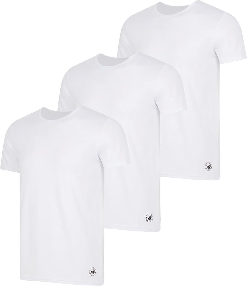 Body Glove Mens 3-Pack Micro Modal Crewneck T Shirts, Cool Plain Undershirts & Gym Tshirts, Multipack White Tees