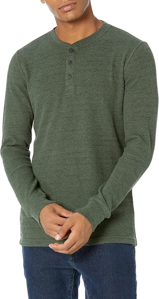 Amazon Essentials Men's Slim-Fit Long-Sleeve Waffle Henley Shirt