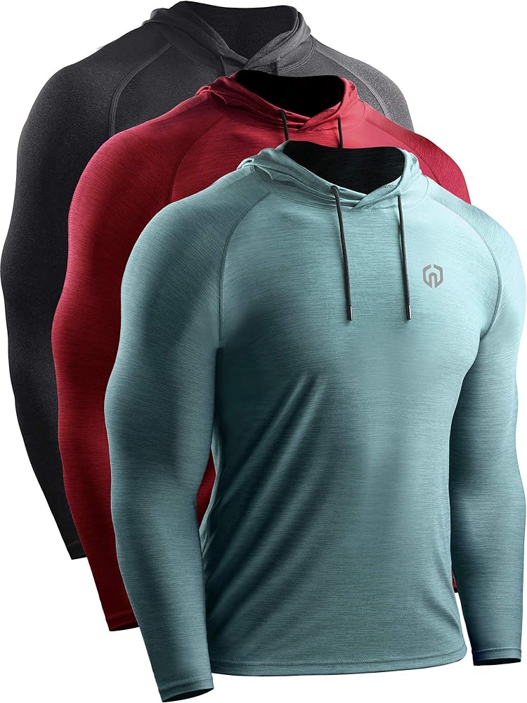 NELEUS Men's Dry Fit Athletic Shirt Workout Running Long Sleeve Shirts with Hoods