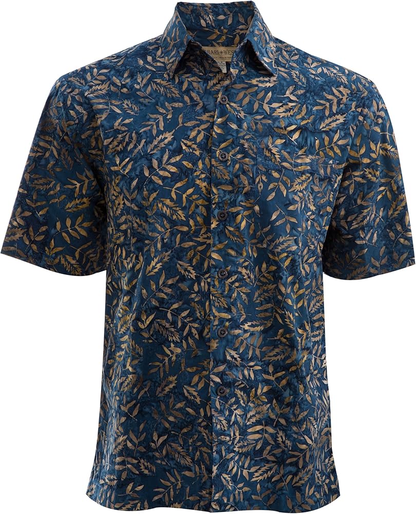 Johari West Floating Leaves Tropical Cotton Batik Shirt