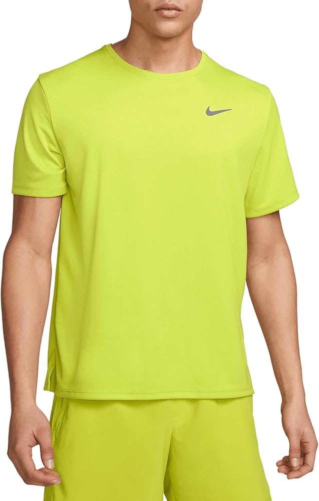 Nike Men's DRI-FIT UV Miler Short Sleeve Running Top (Bright Cactus/Reflective Silver) Size XL (US, Alpha, X-Large, Regular, Regular, Bright Cactus/Reflective Silver)