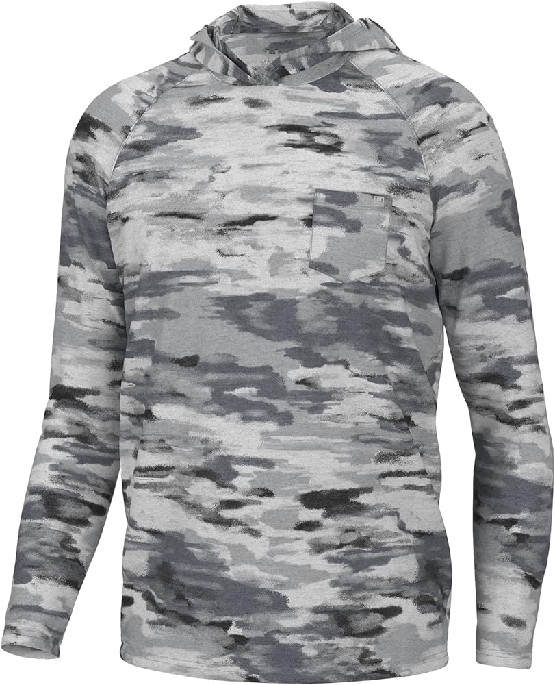 HUK Waypoint Pattern Hoodie, Performance Fishing Shirt for Men