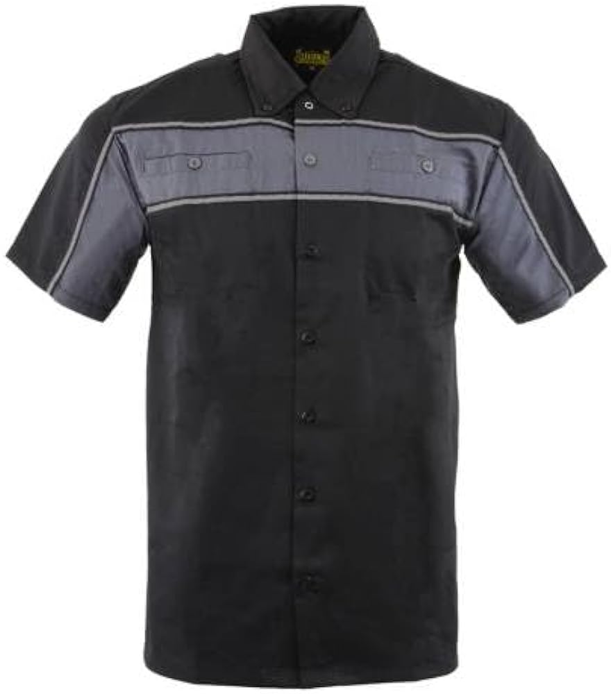 MDM11672.01 Men’s Black and Grey Short Sleeve Mechanic Shirt with Reflective Material