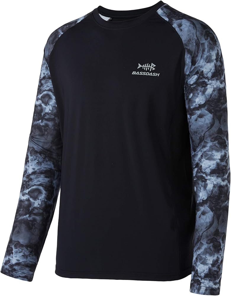 BASSDASH UPF 50 Fishing Tee for Men Camo Long Sleeve Shirt Quick Dry Sweatshirts