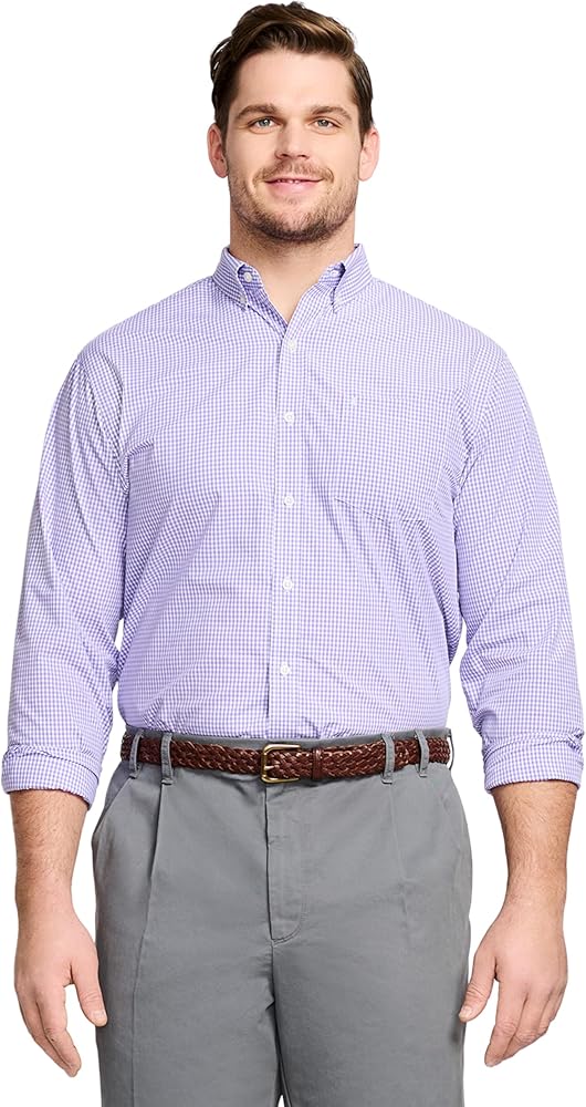 IZOD Men's Performance Comfort Long Sleeve Gingham Button Down