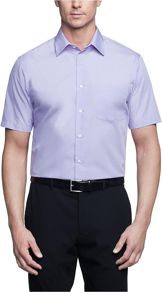 Van Heusen Men's Short Sleeve Dress Shirt Regular Fit Poplin Solid