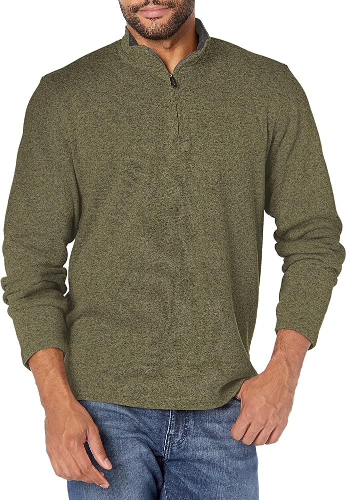 Wrangler Authentics mens Long Sleeve Fleece Quarter-Zip Sweater