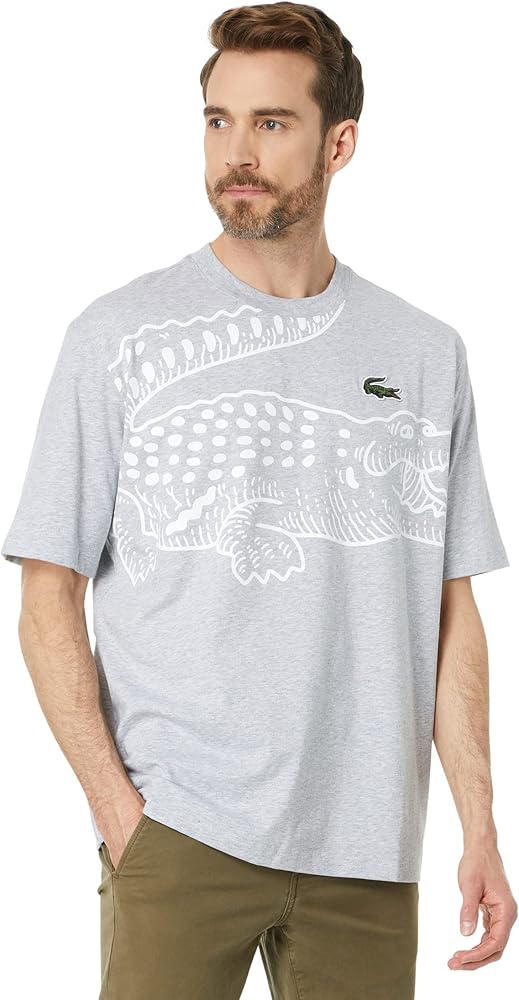 Lacoste Contemporary Collection's Men's Short Sleeve Loose Fit Large Croc Graphic Tee Shirt